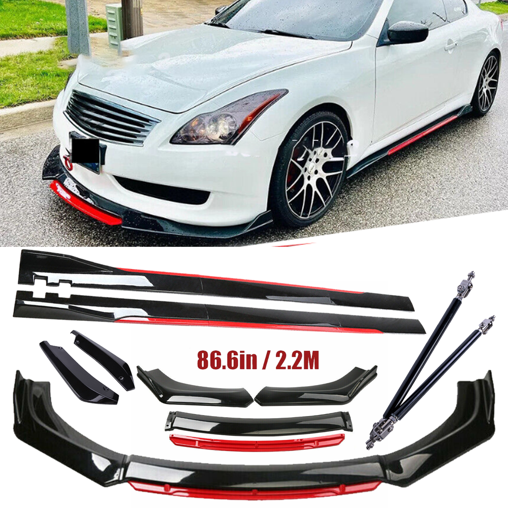 For Infiniti G37 Sedan Front Bumper Lip Spoiler Splitter Side Skirt Glossy