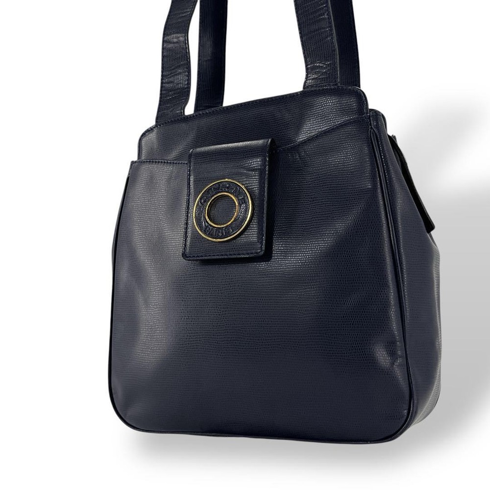 Vintage Celine Navy Leather One Shoulder Bag with Circle Logo