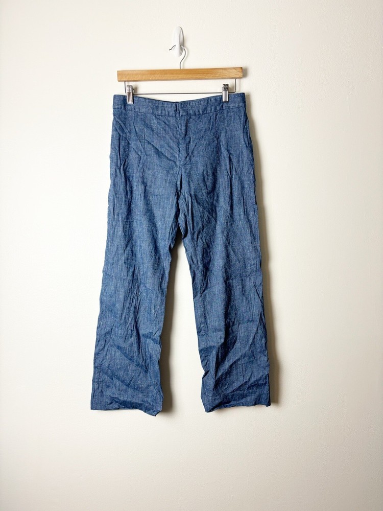 ISABEL ETOILE MARANT Women’s Linen Blend Lagenlook Trouser Blue Pants Sz 38 = 29