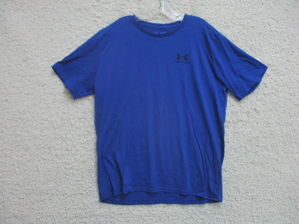 Under Armour Shirt 2XL XXL Blue Athletic Loose Heatgear Gym Stretch Logo Mens