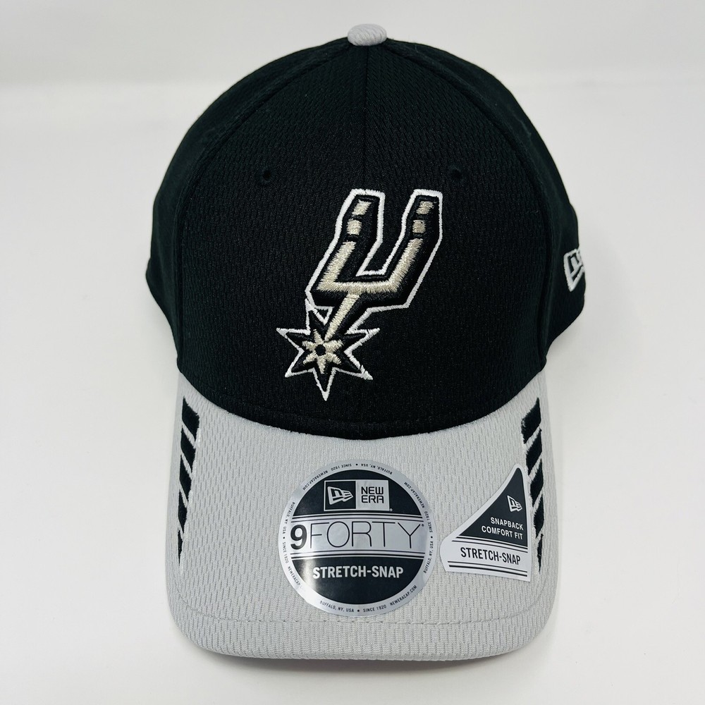 New Era 9FORTY NBA San Antonio Spurs Black Silver Mens Stretch Snapback Hat Cap