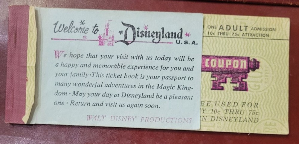 Vintage DISNEYLAND Adult Magic Key Coupon Book with 4 Rare Coupons  -image