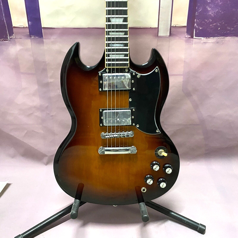 US warehouse brown six-string SG electric guitar chrome hardware Fast delivery