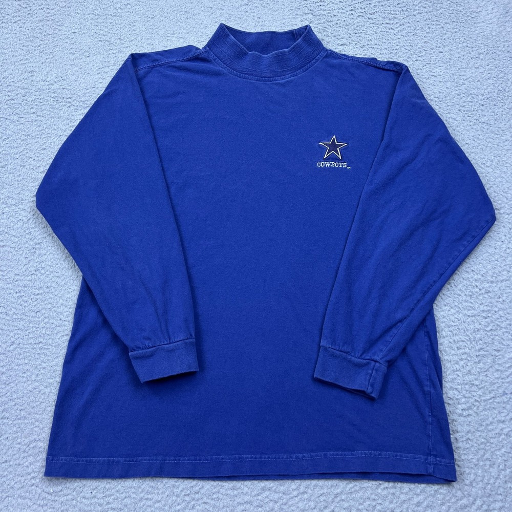 VTG Dallas Cowboys Long Sleeve Mock NFL Jersey in Classic Team Blue