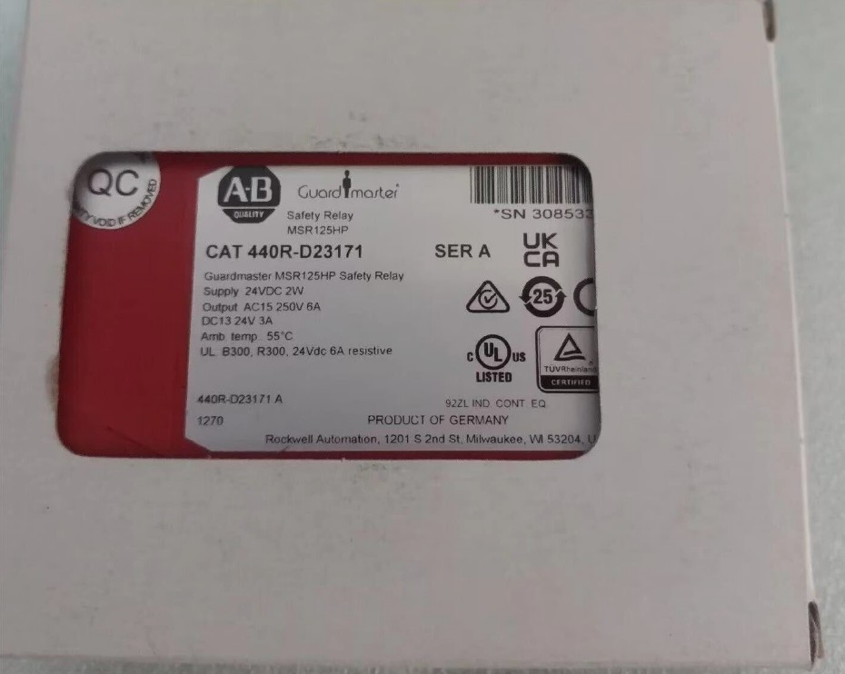 100% Original Allen Bradley 440R-D23171 SER A Guardmaster MSR125HP Safety Relay