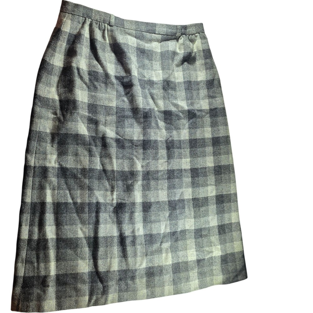 Vintage Country Suburbans Plaid Wool Skirt Size 14 Light Academia Secretary Style