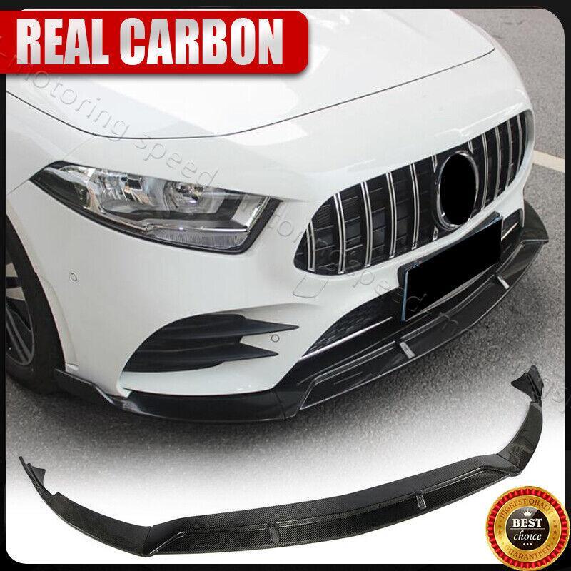 Carbon Fiber Front Bumper Lip Spoiler For 19-22 Benz W177 A220 A200 A250 A35