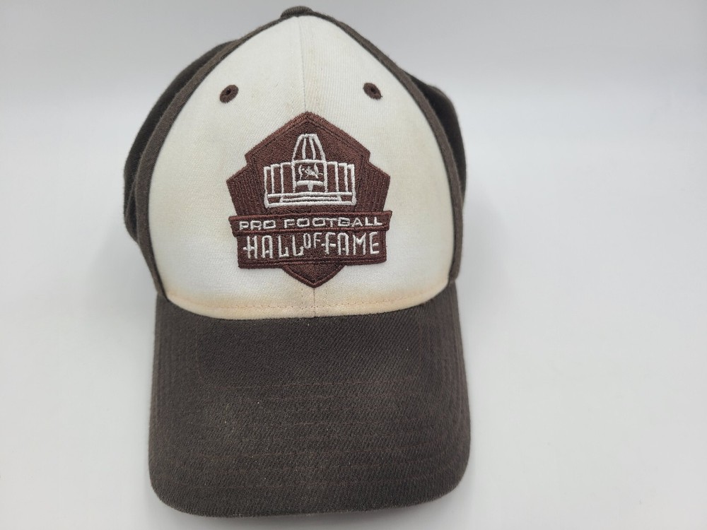 Pro Football Hall of Fame Reebok Flex Fit NFL Hat in Brown and White