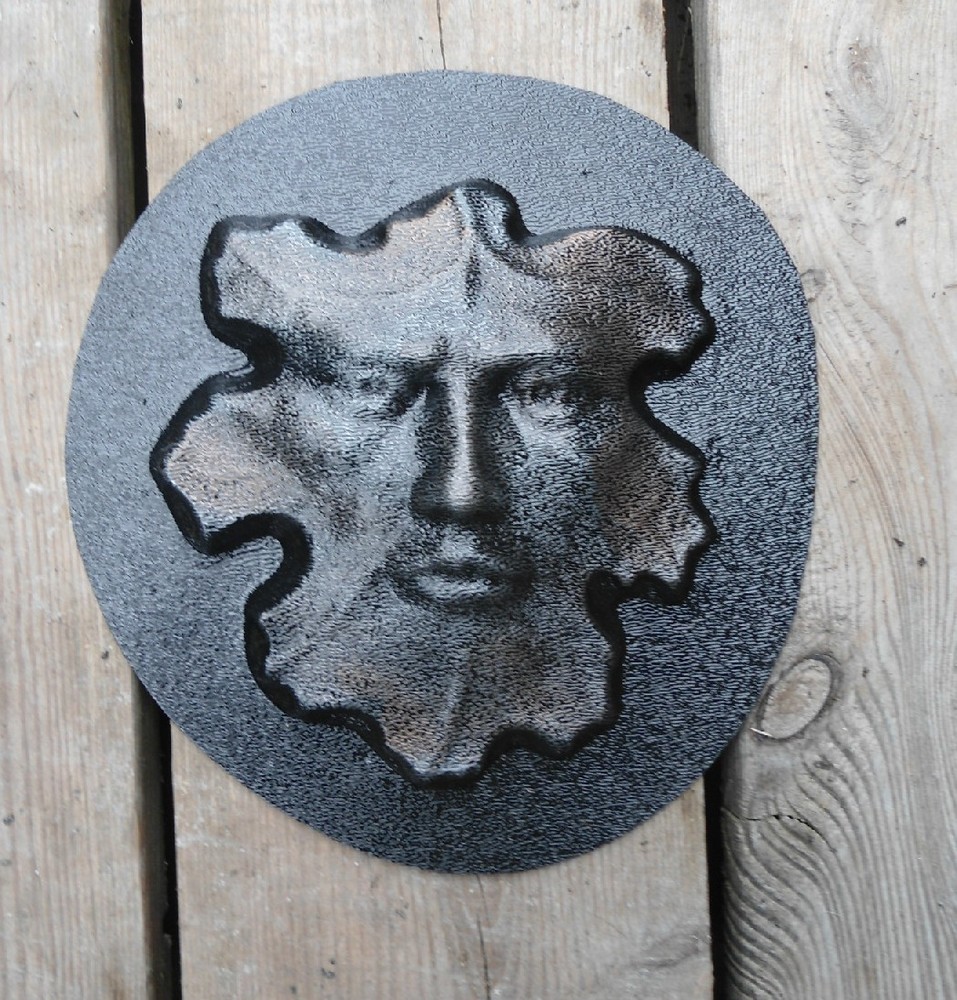 Leaf mold cement plaster clay resin plastic face mold 6x5x0.3 inches