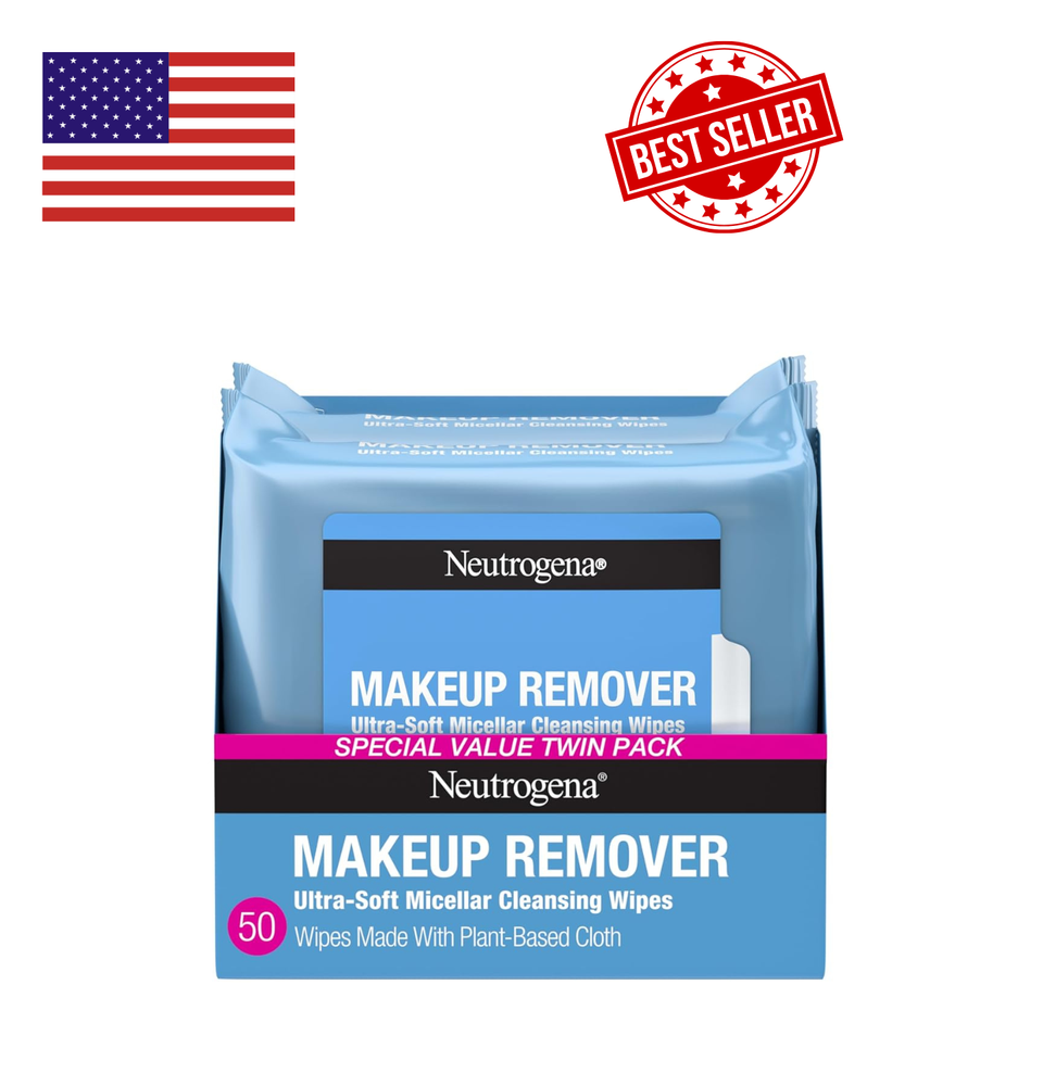 Neutrogena Makeup Remover Wipes 50ct Alcohol-Free Micellar Waterproof Towelettes