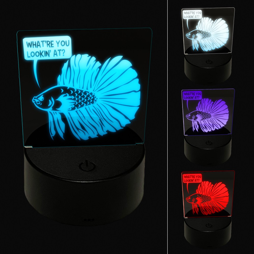 Angry Betta Fish Looking to Start Fight 3D Illusion LED Night Light Sign Lamp