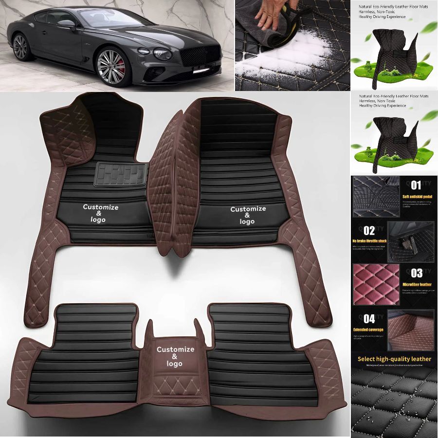For Bentley Continental GT Car Floor Mats Interior Accessories Leather Set Pads