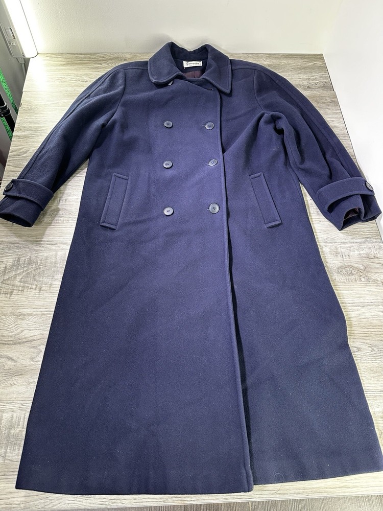 Vintage Womens Long Wool Coat 15/16 Forecaster Boston Double Breasted Made USA