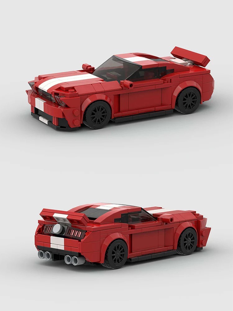 MOC LEGO Car: Ford Mustang Red Building Blocks Set (406 Pcs)