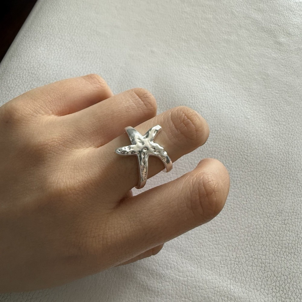 Star Starfish silver color ring