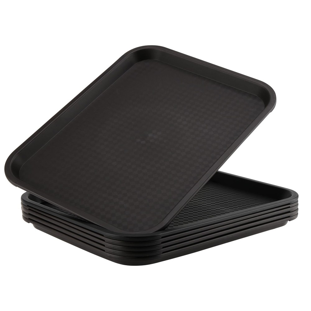 6 Pack 14x10 Inch Plastic Fast Food Trays for Cafeteria Serving