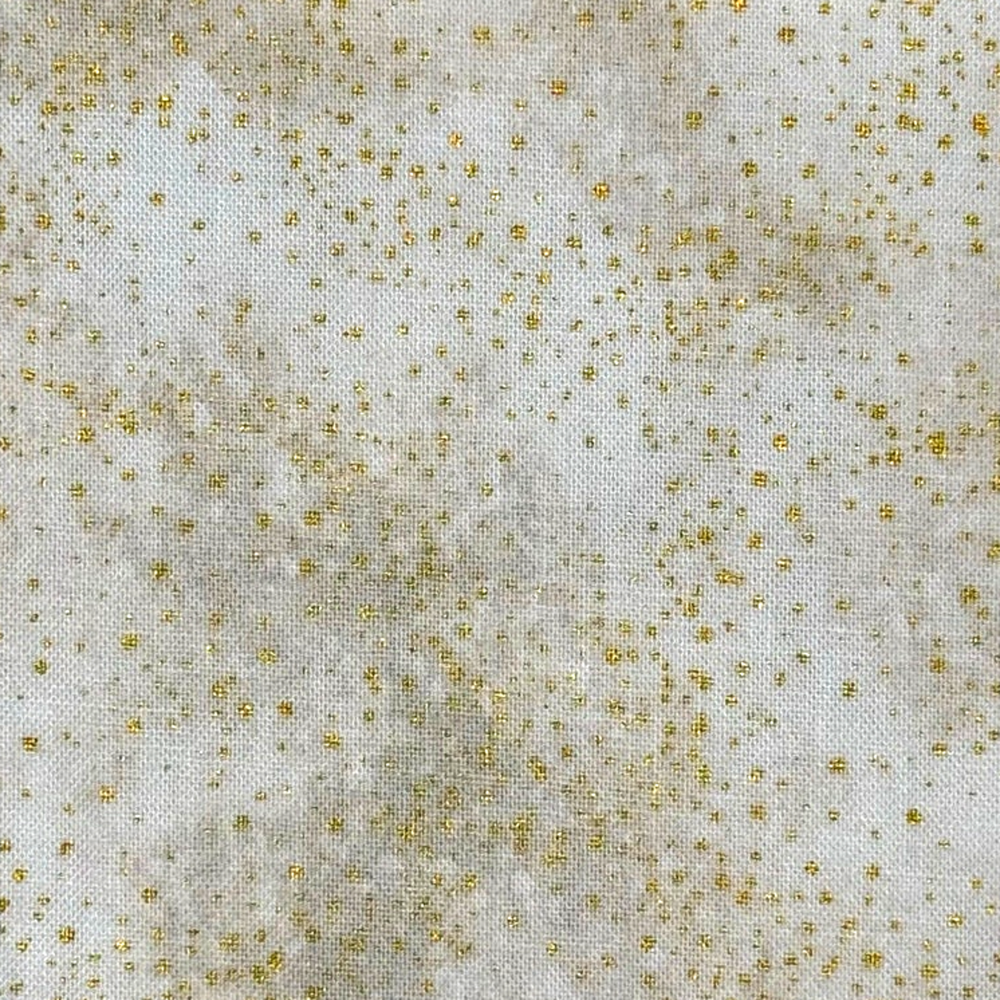 Calico Cosmos Gold Metallic on Cream Quilt Cotton Fabric - 7/8 Yard