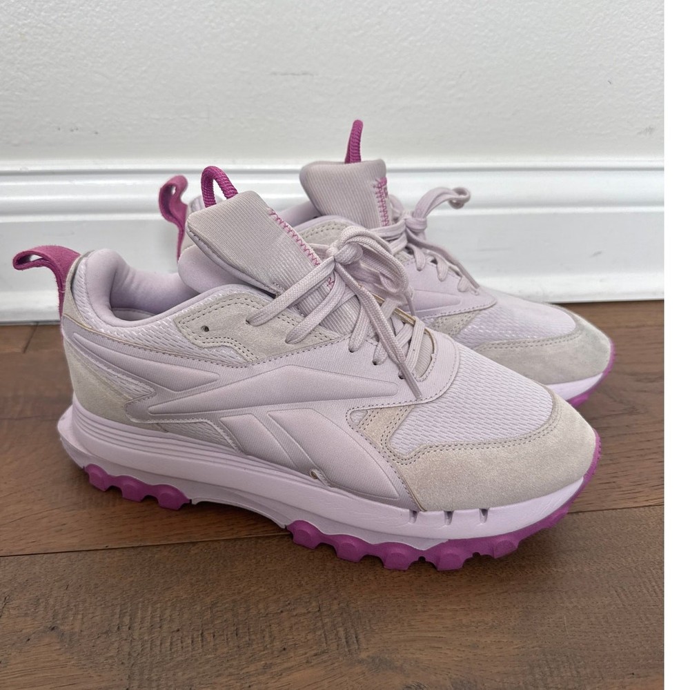 Reebok Cardi B Classic Leather Platform Running Shoes Purple Ultraberry 10