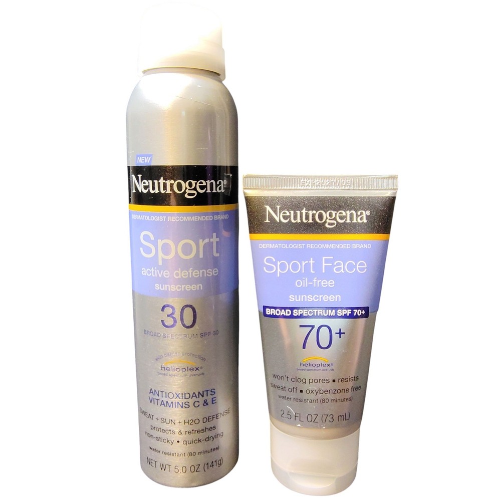 Neutrogena Sport Face SPF 70 Lotion and Spray SPF 30 Sunscreen Duo Set New