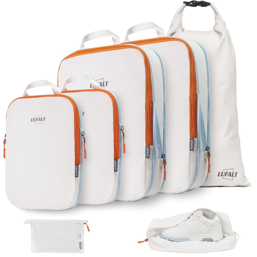 Compression Packing Cubes 7 Set, Travel Essentials for Carry-On Organizer Bag...