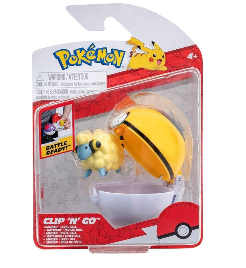 Pokemon Clip n Go Mareep with Level Ball - 5cm Official PokeBall Figure