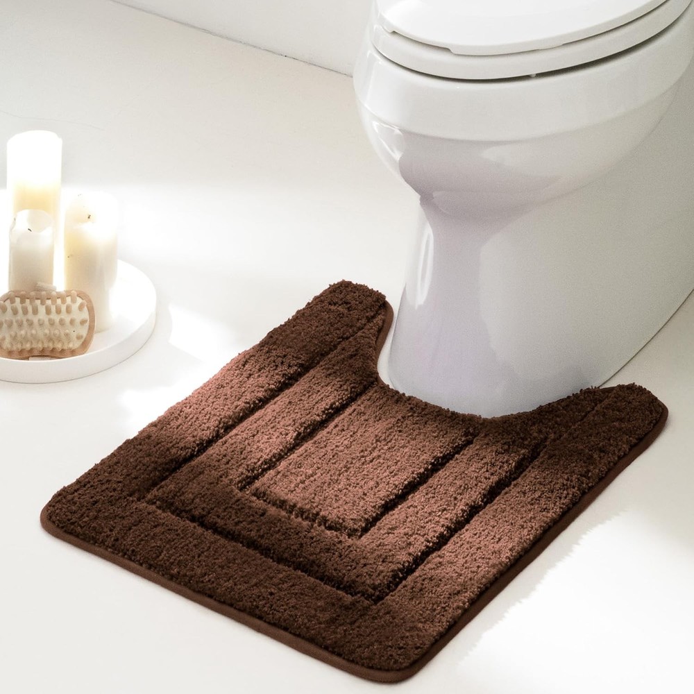 U-Shaped W&U Bathroom Toilet Rug Soft Non-Slip Bath Mat