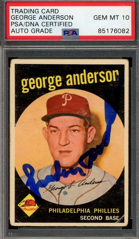 George Sparky Anderson Gem Mint 10 PSA DNA Signed 1959 Topps Rookie Autograph