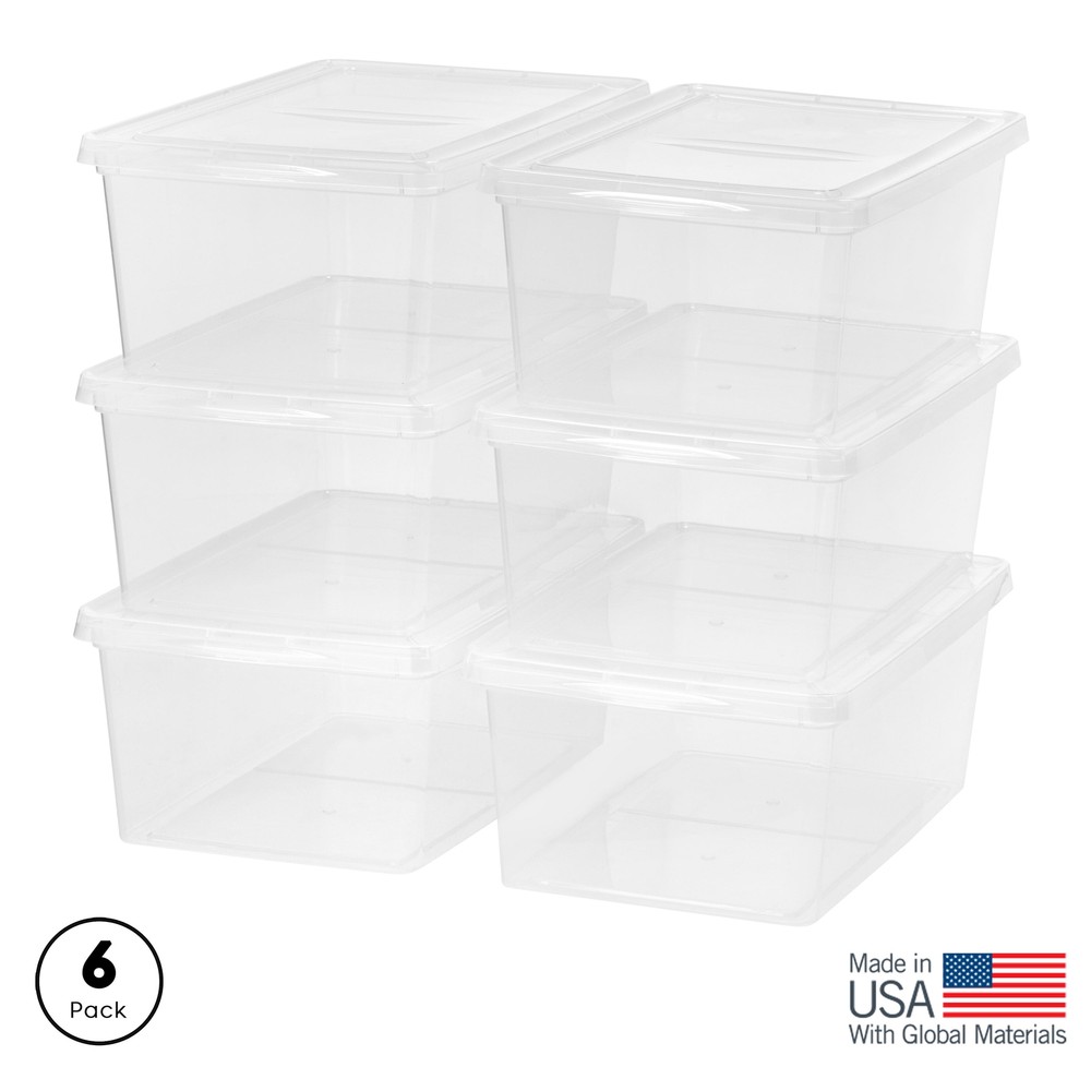 17 Qt Clear Stackable Plastic Storage Bins with Lids 8Pk Organizer Totes