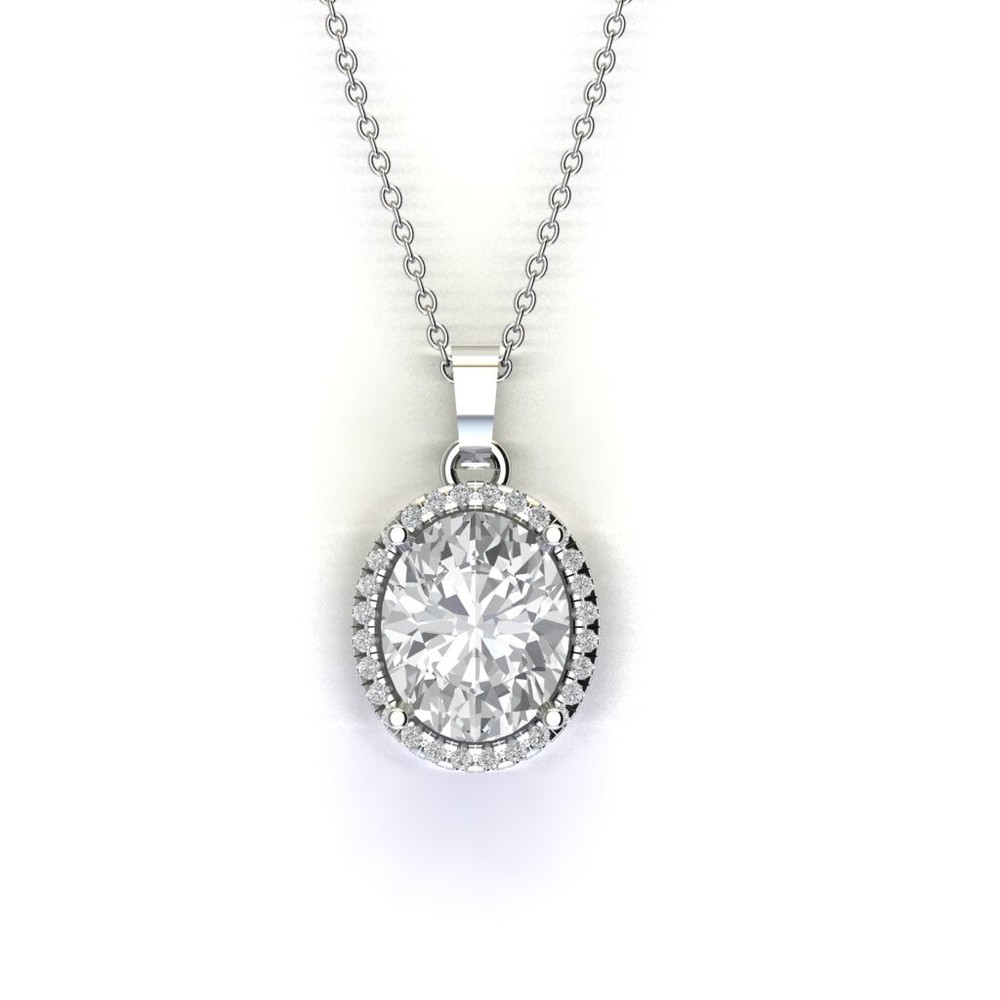 925 Sterling Silver Oval CZ Stones Locket with Chain for Women and Girls gifting