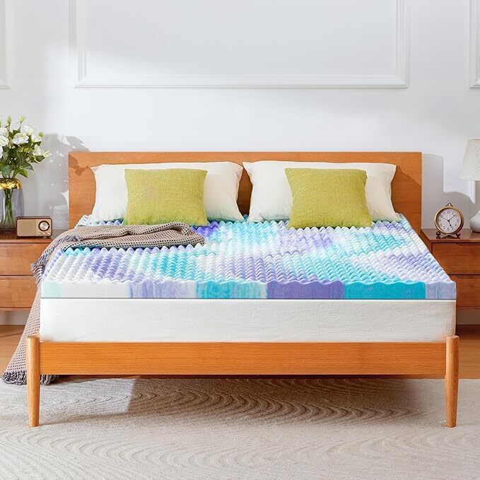 Queen Size Mattress Topper, 3-Inch Egg Crate Memory with Infused Cooling Gel