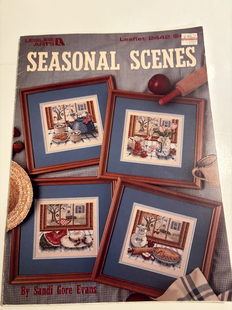 Seasonal Scenes Leisure Arts Cross Stitch Pattern #2442 Vintage 1993-image