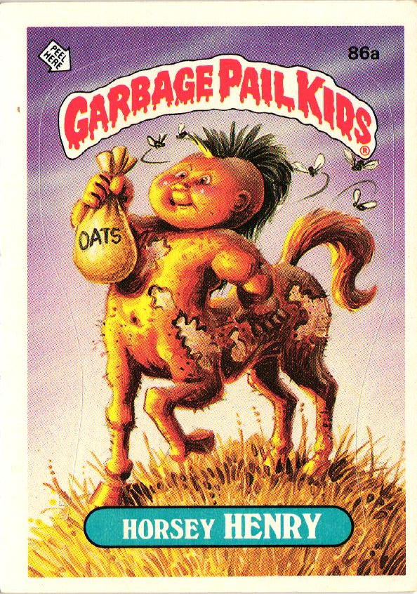 1986 Topps Garbage Pail Kids Sticker Card #86A Horsey Henry Checklist