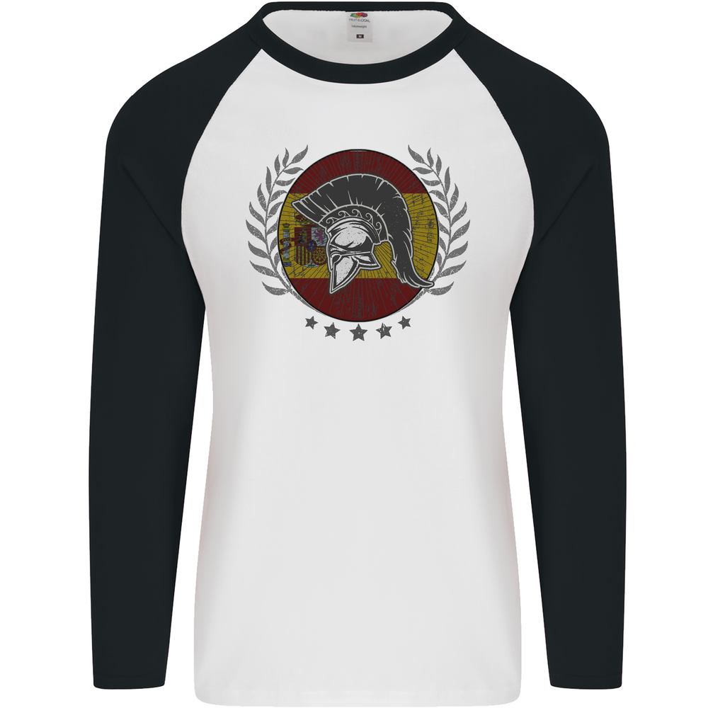 Spain Bodybuilding Flag Gym Training Spanish Mens L/S Baseball T-Shirt