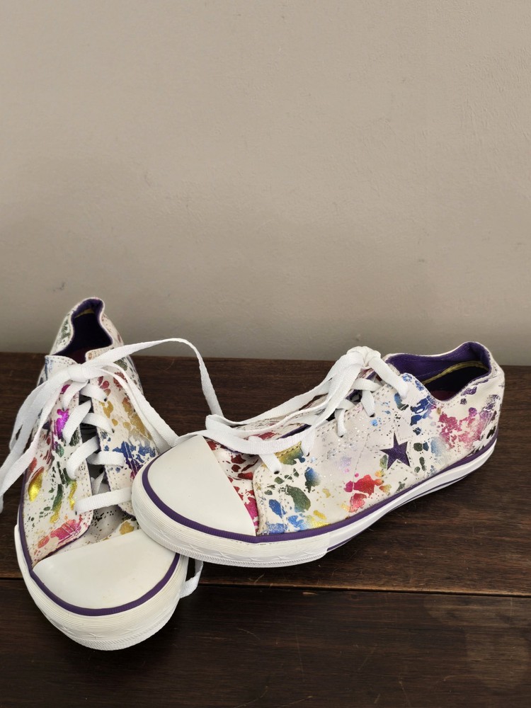 Pair Of Junior Converse Chuck Taylor One Star Low-top Glittery Splatter Print 4