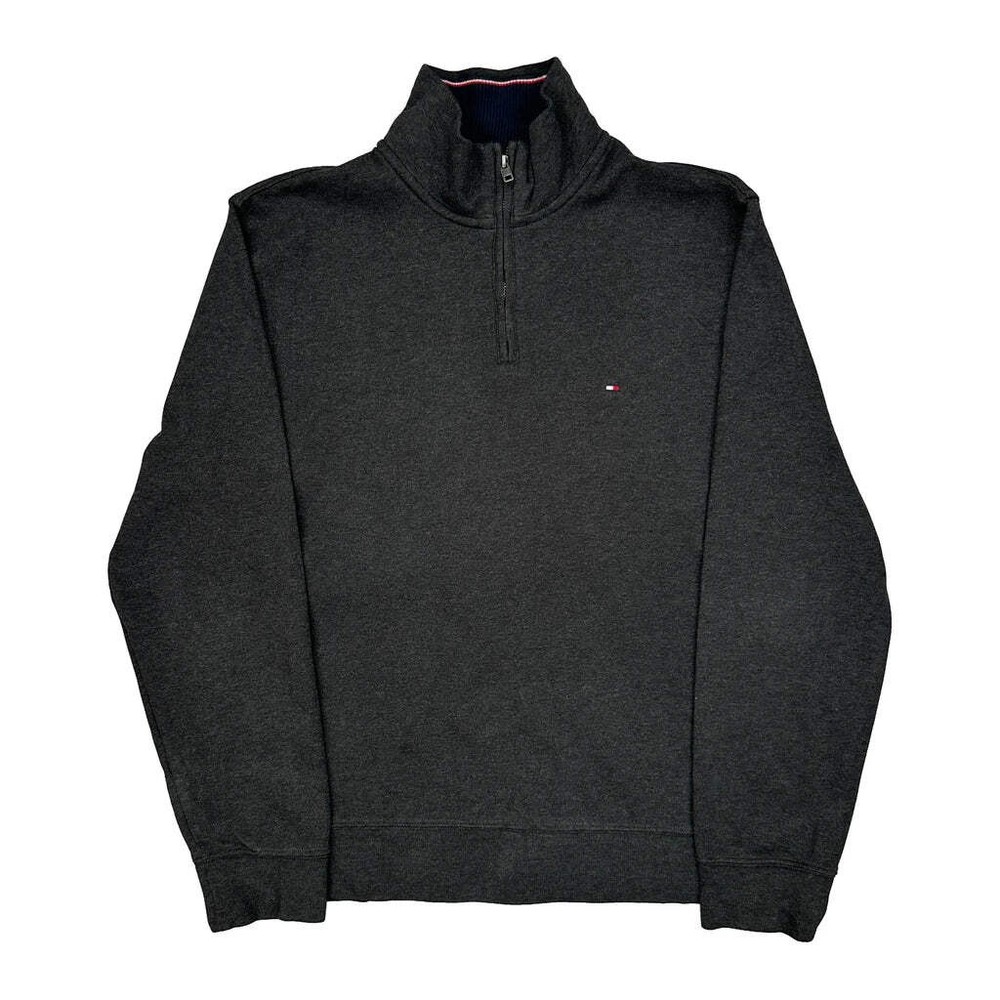Tommy Hilfiger 1/4 Zip - Large Gray Cotton Blend