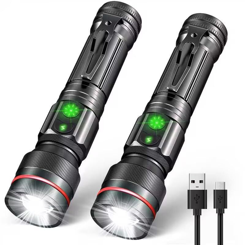 Rechargeable Dual Switch 2000 Lumens Super Bright LED Flashlight 5 Modes