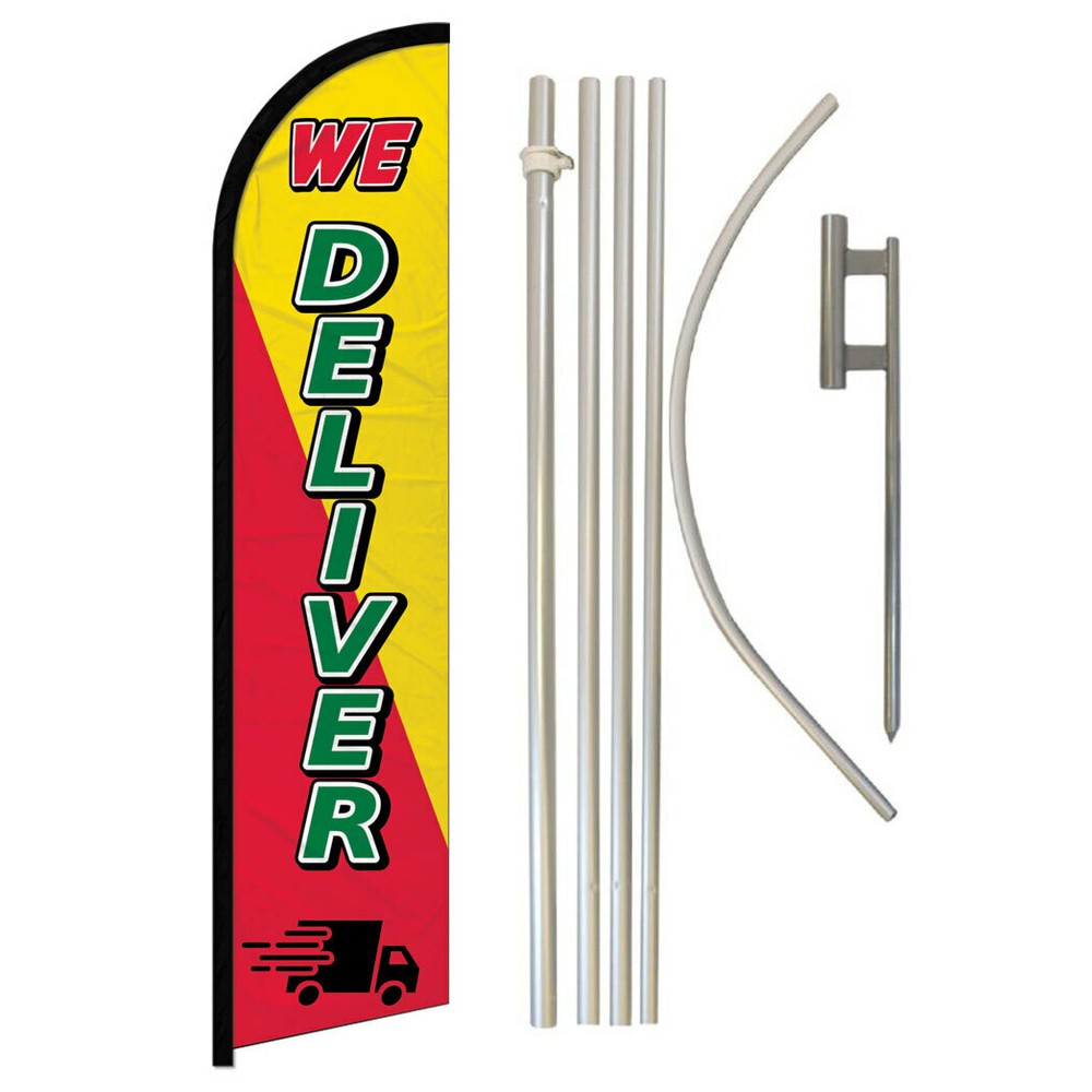Full Curve Windless Swooper Flag and Pole Kit for Restaurants Food RD and YW Attract Customers with Vibrant Flag Displays