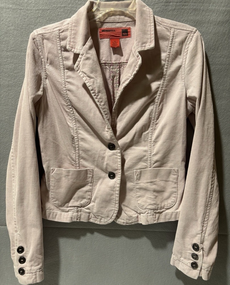 MOSSIMO Women's Medium Soft Pink 100% cotton corduroy sport jacket pockets 34