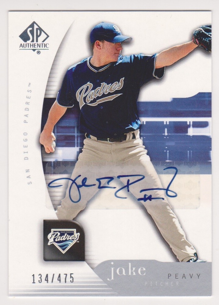2005 UD SP Authentic Jake Peavy Autograph Card #134/475 Padres 2007 Cy Young Winner