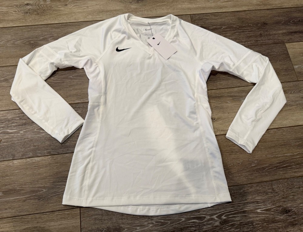 Nike Women’s Stock Elite Volleyball Jersey Slim Fit White Long Sleeve DJ8626-100