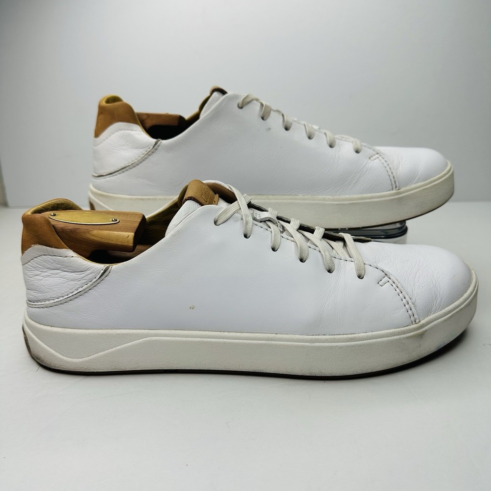 Olukai Laeahi Li Ili Sneakers Mens Size 10.5 White Leather Casual Shoes
