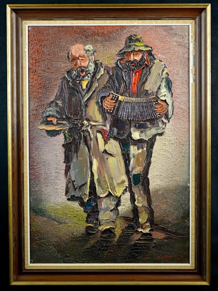 Vintage Original Expressionist Oil on Canvas 