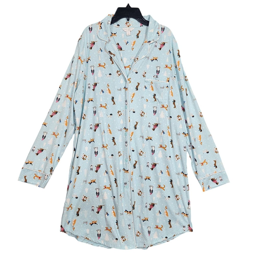 Charter Club Super Soft Knit Sleepshirt Nightgown Snow Dogs Large