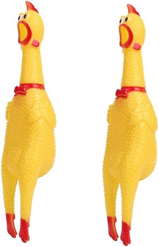 2 Pack Large Screaming Chicken Toy Rubber Squawking Chicken 12 Inch
