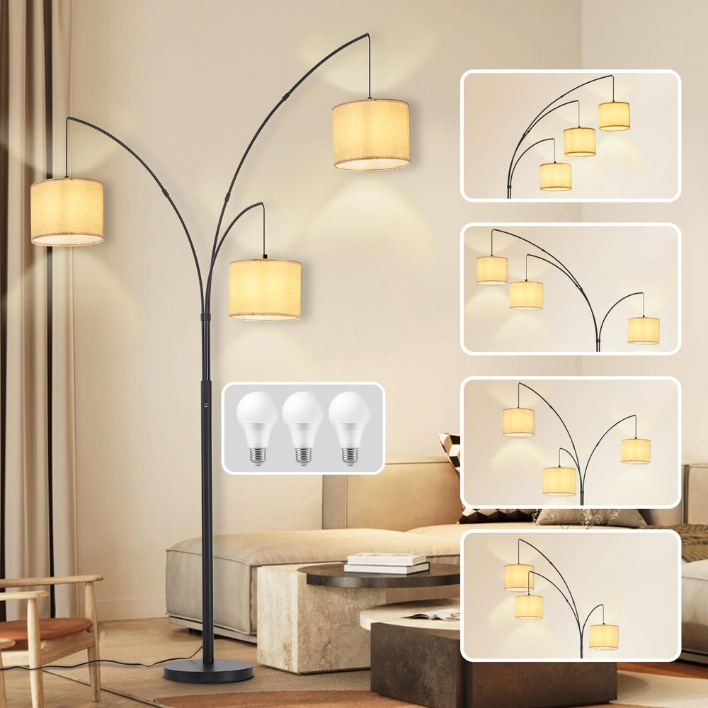 DLLT Modern Floor Lamp for Room: 3-Light Black Tree Dimmable Floor Lamps with...
