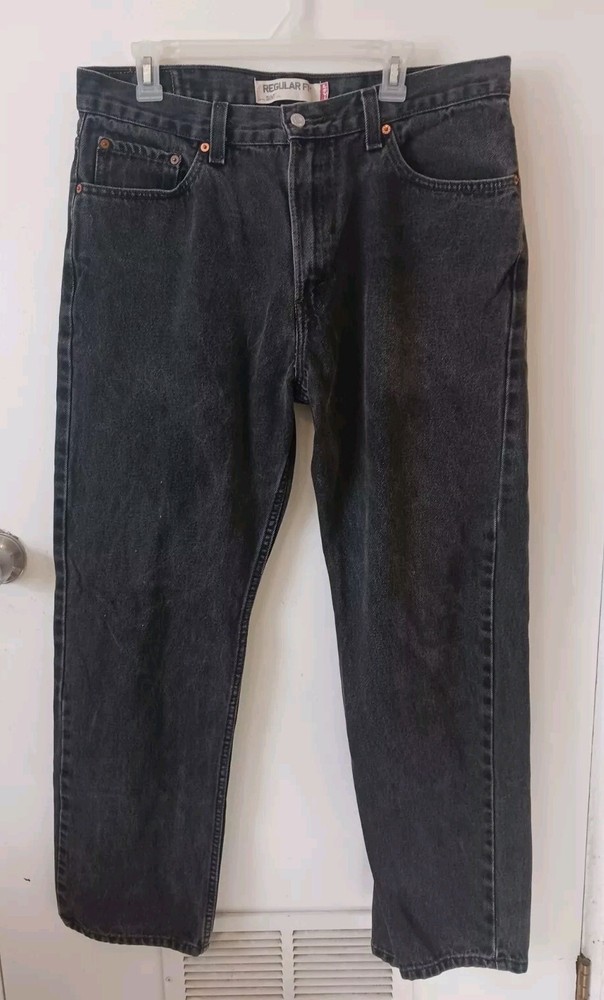 Levi's 505 Jeans Mens 38X32 Straight Leg Black Denim