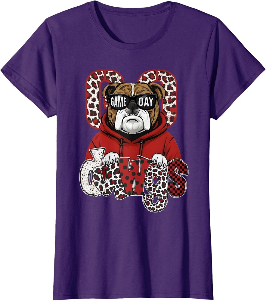 Retro Game Day Go Dawgs Pride Bulldog Name Ladies' Crewneck T-Shirt-image