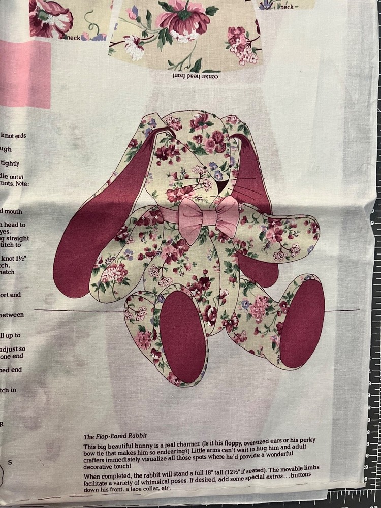 VIP Cranston Floppy Pink Bunny Fabric Panel 18in Cut & Sew Stuffed Animal  