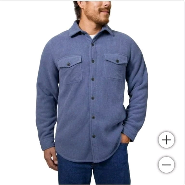 Freedom Foundry Mens Heavyweight Fleece Shirt Jacket Super Plush Blue Size M