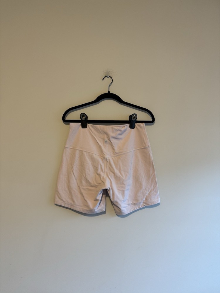 Lululemon baby pink womens biker shorts size 12 high-waisted workout